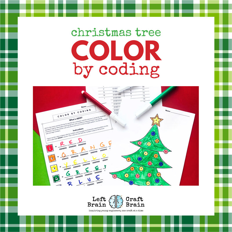 Christmas Tree Color by Coding Coloring Page