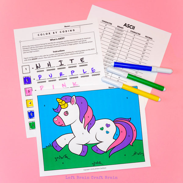 Color by Coding Unicorn Coloring Page