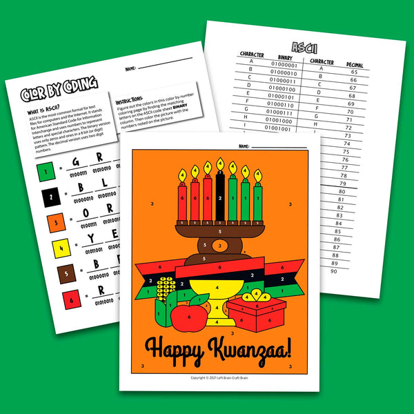 Kwanzaa Color by Coding Coloring Page